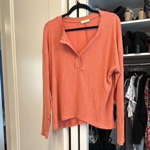 Women's Coral Ribbed Top
